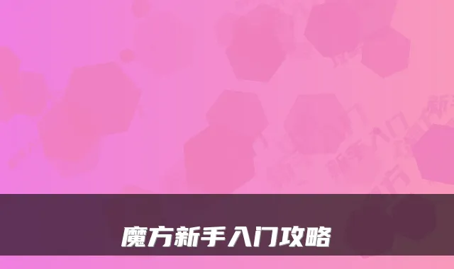 魔方新手入门攻略