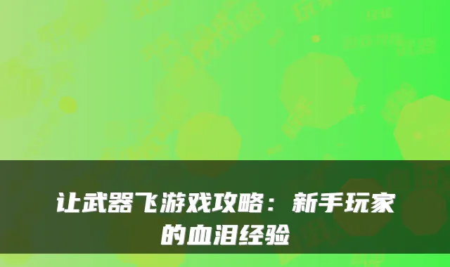 让武器飞游戏攻略:新手玩家的血泪经验