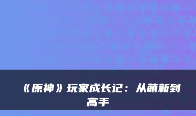 《原神》玩家成长记：从萌新到高手