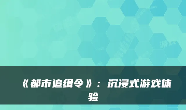 《都市追缉令》:沉浸式游戏体验