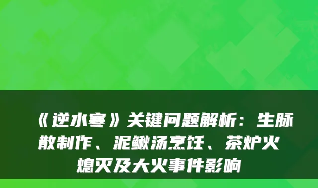 《逆水寒》关键问题解析：生脉散制作、泥鳅汤烹饪、茶炉火熄灭及大火事件影响