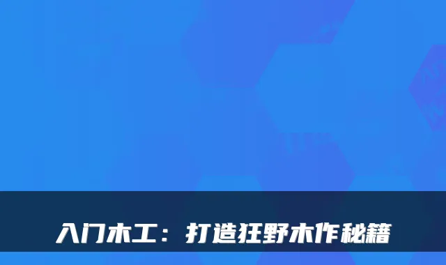 入门木工:打造狂野木作秘籍