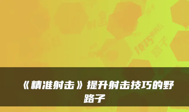 《精准射击》提升射击技巧的野路子