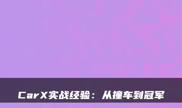 CarX实战经验:从撞车到冠军