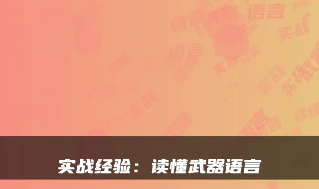实战经验：读懂武器语言