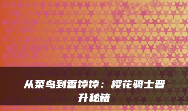 从菜鸟到香饽饽：樱花骑士晋升秘籍