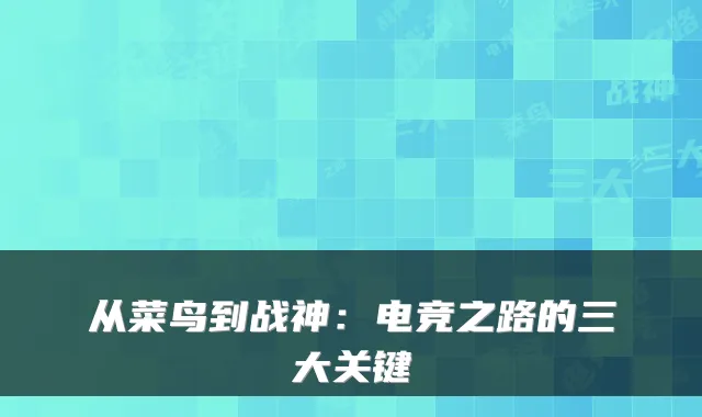从菜鸟到战神:电竞之路的三大关键