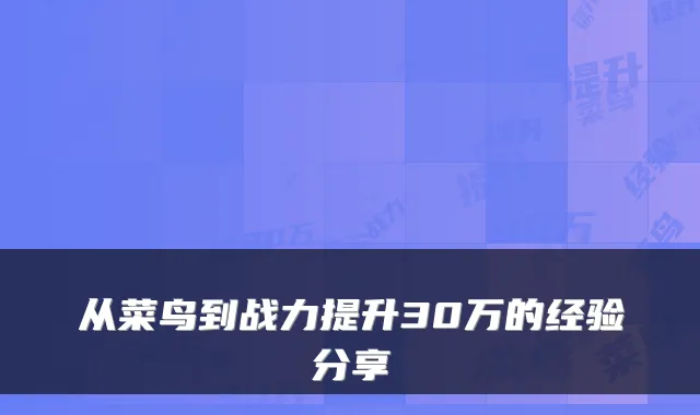 从菜鸟到战力提升30万的经验分享
