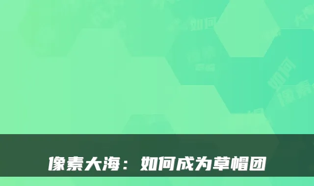 像素大海:如何成为草帽团