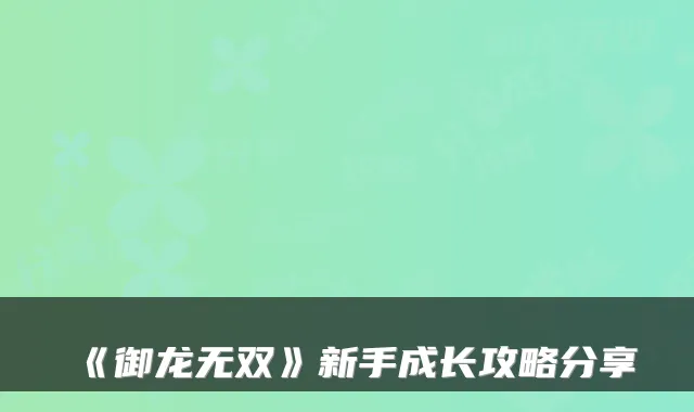 《御龙无双》新手成长攻略分享