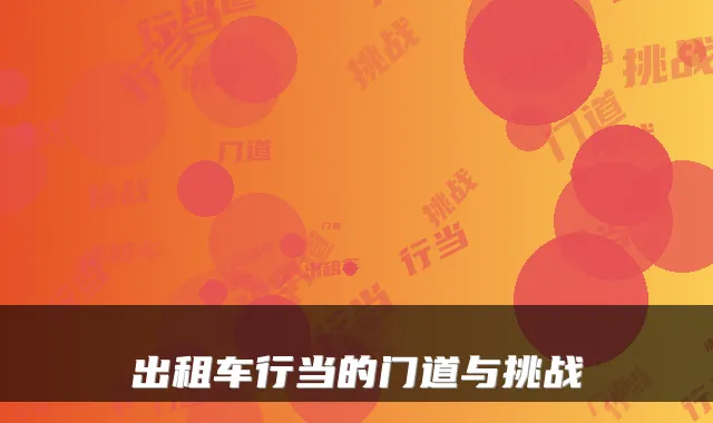 出租车行当的门道与挑战