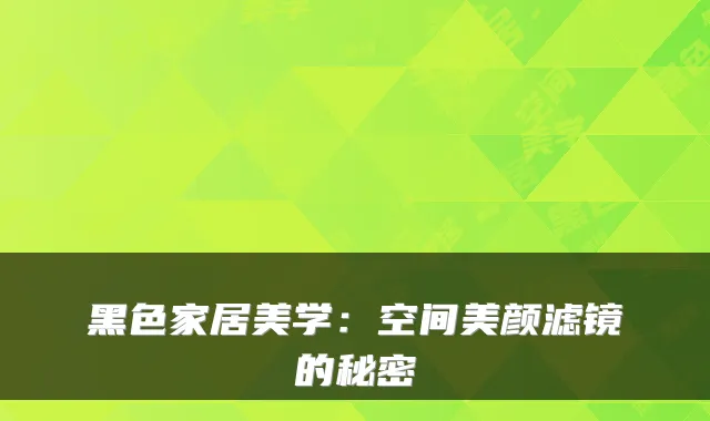 黑色家居美学:空间美颜滤镜的秘密
