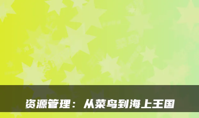 资源管理:从菜鸟到海上王国