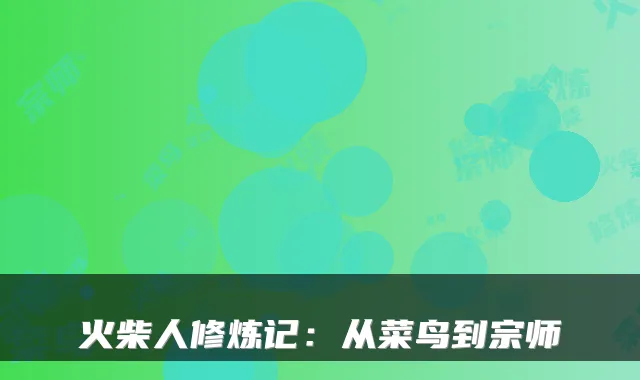 火柴人修炼记：从菜鸟到宗师