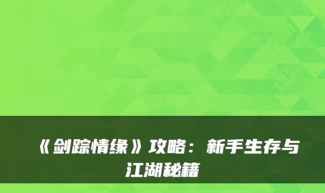 《剑踪情缘》攻略：新手生存与江湖秘籍