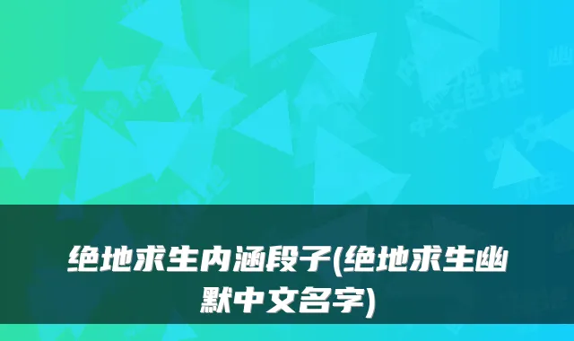 绝地求生内涵段子(绝地求生幽默中文名字)