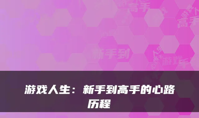 游戏人生：新手到高手的心路历程