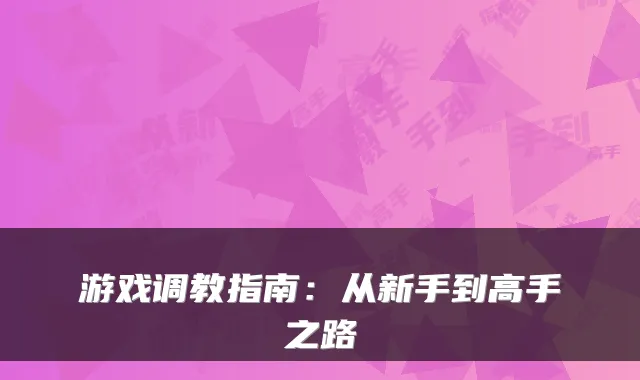 游戏调教指南：从新手到高手之路