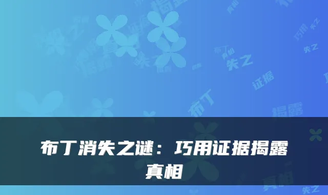 布丁消失之谜：巧用证据揭露真相