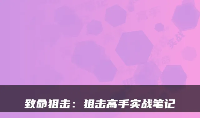 致命狙击:狙击高手实战笔记