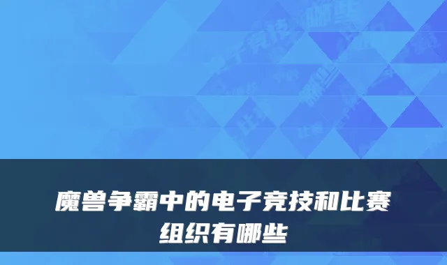 魔兽争霸中的电子竞技和比赛组织有哪些