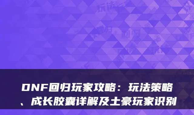 DNF回归玩家攻略：玩法策略、成长胶囊详解及土豪玩家识别