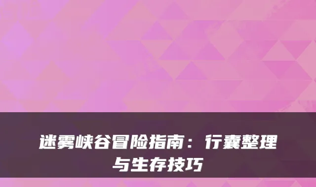 迷雾峡谷冒险指南:行囊整理与生存技巧