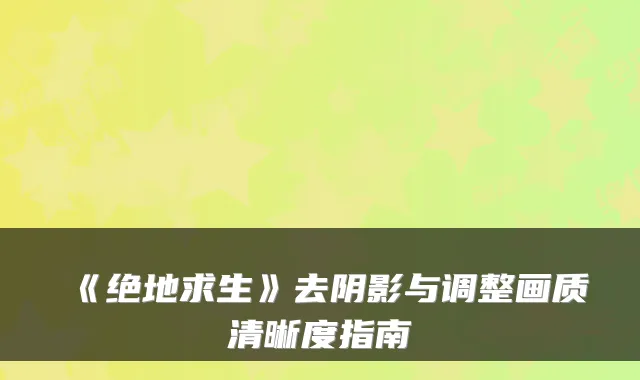 《绝地求生》去阴影与调整画质清晰度指南