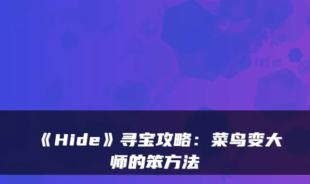 《Hide》寻宝攻略：菜鸟变大师的笨方法