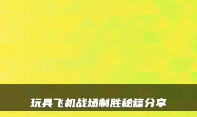 玩具飞机战场制胜秘籍分享