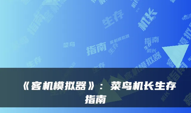 《客机模拟器》:菜鸟机长生存指南