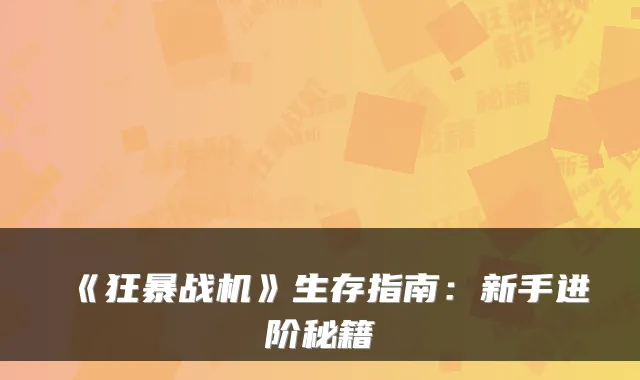 《狂暴战机》生存指南:新手进阶秘籍