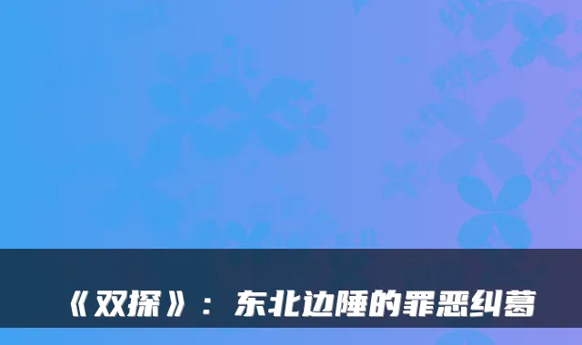 《双探》：东北边陲的罪恶纠葛
