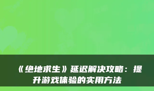 《绝地求生》延迟解决攻略:提升游戏体验的实用方法