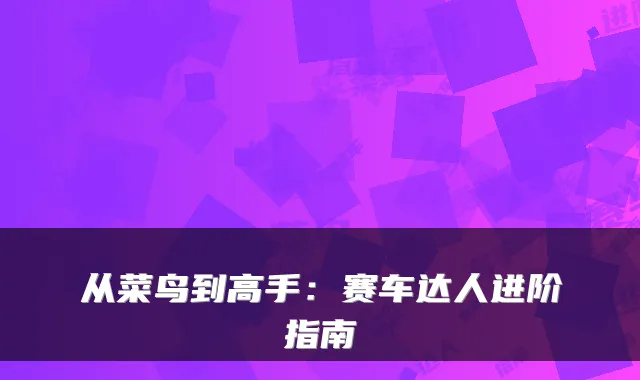 从菜鸟到高手：赛车达人进阶指南