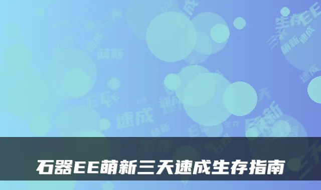 石器EE萌新三天速成生存指南