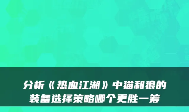 分析《热血江湖》中猫和狼的装备选择策略哪个更胜一筹
