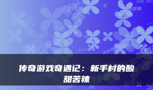 传奇游戏奇遇记：新手村的酸甜苦辣