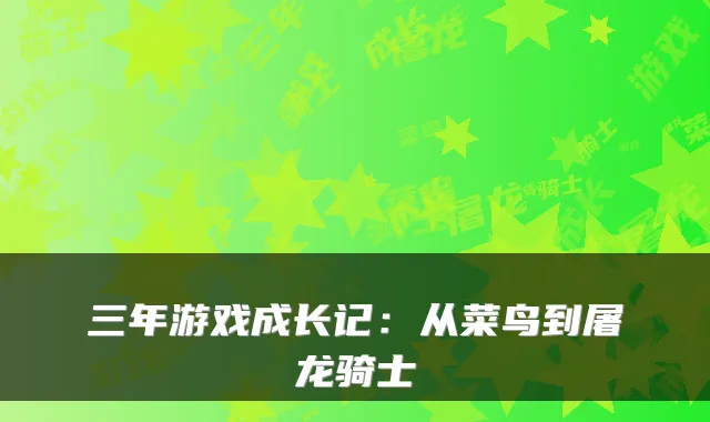 三年游戏成长记：从菜鸟到屠龙骑士