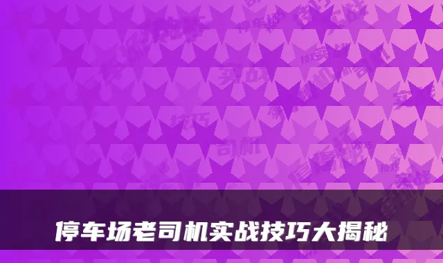 停车场老司机实战技巧大揭秘