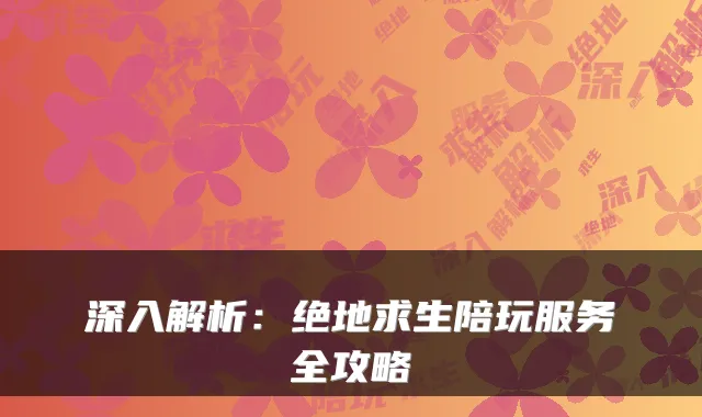 深入解析：绝地求生陪玩服务全攻略