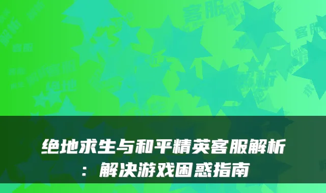 绝地求生与和平精英客服解析：解决游戏困惑指南