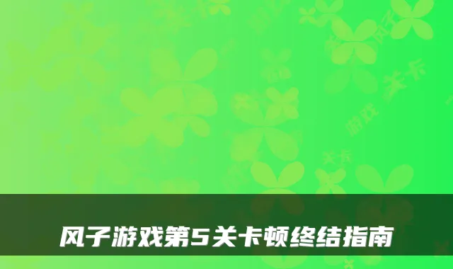风子游戏第5关卡顿终结指南