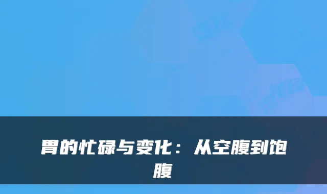 胃的忙碌与变化:从空腹到饱腹
