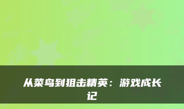 从菜鸟到狙击精英：游戏成长记