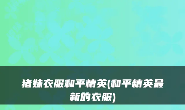 猪妹衣服和平精英(和平精英最新的衣服)