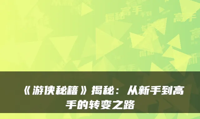 《游侠秘籍》揭秘：从新手到高手的转变之路