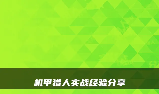 机甲猎人实战经验分享