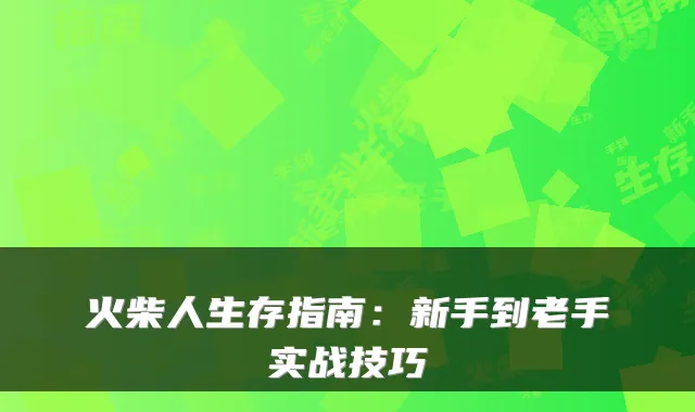 火柴人生存指南：新手到老手实战技巧