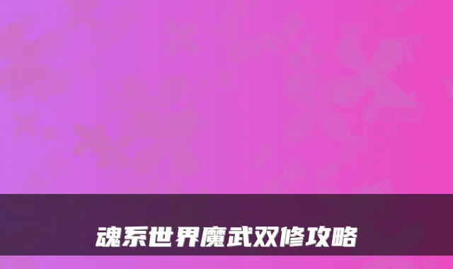 魂系世界魔武双修攻略